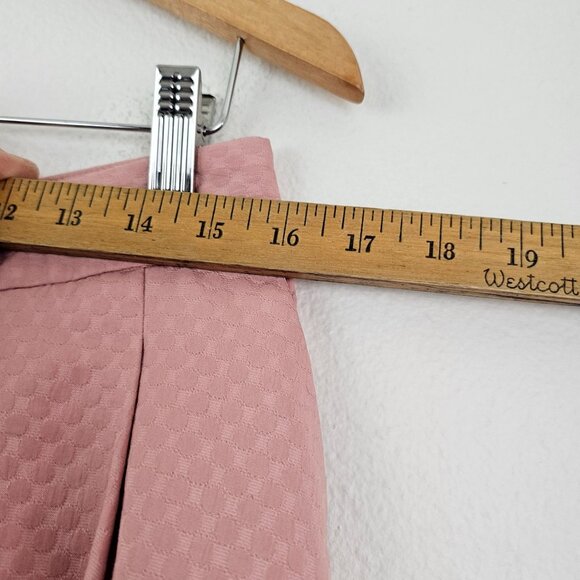 ELLE Sz 10 Y2K Pink Textured Pleated Skater Skirt Zipper Closure Lined Preppy - Picture 4 of 10